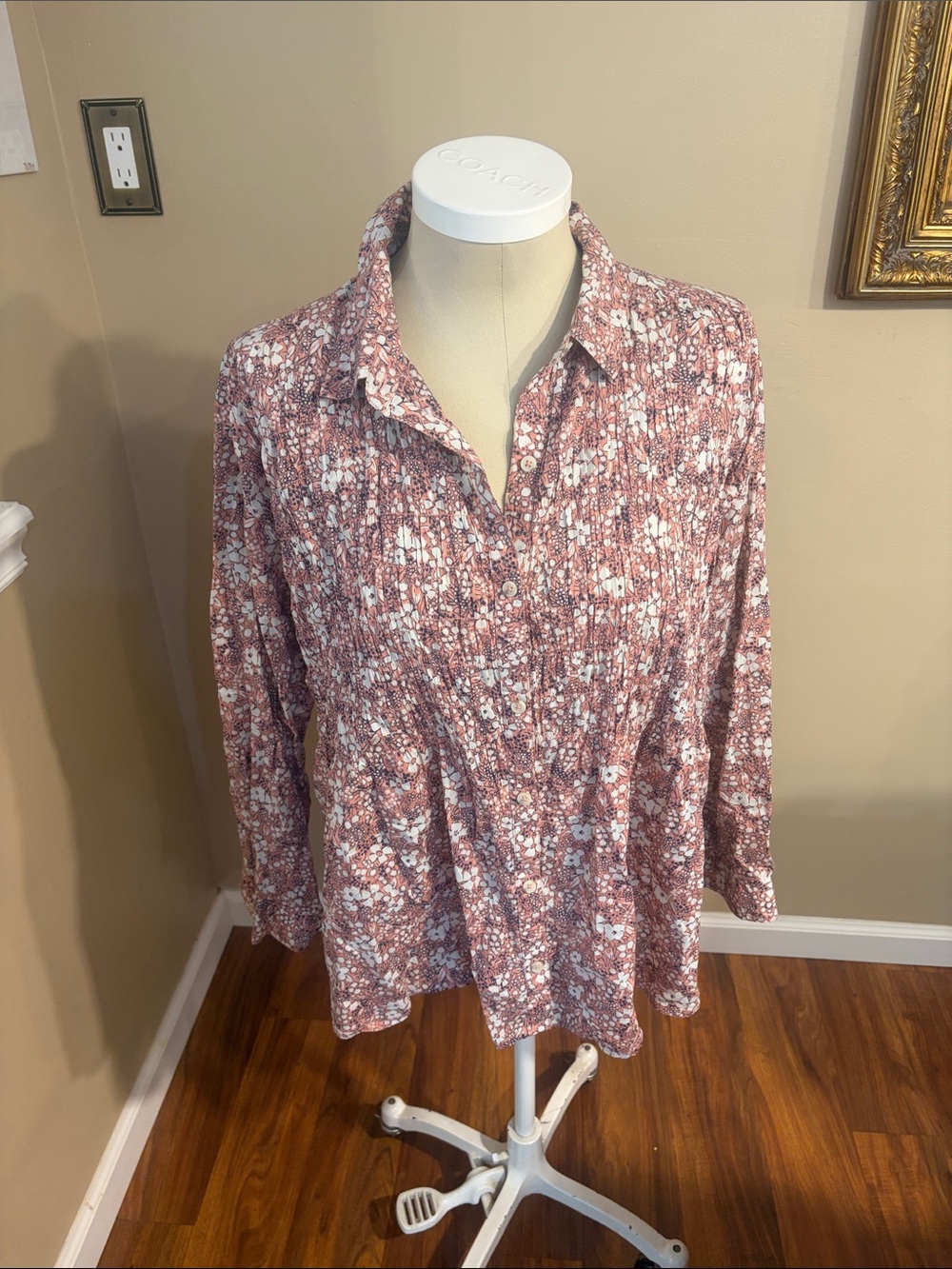 Pilcro soft Pink Floral Button-Down Shirt